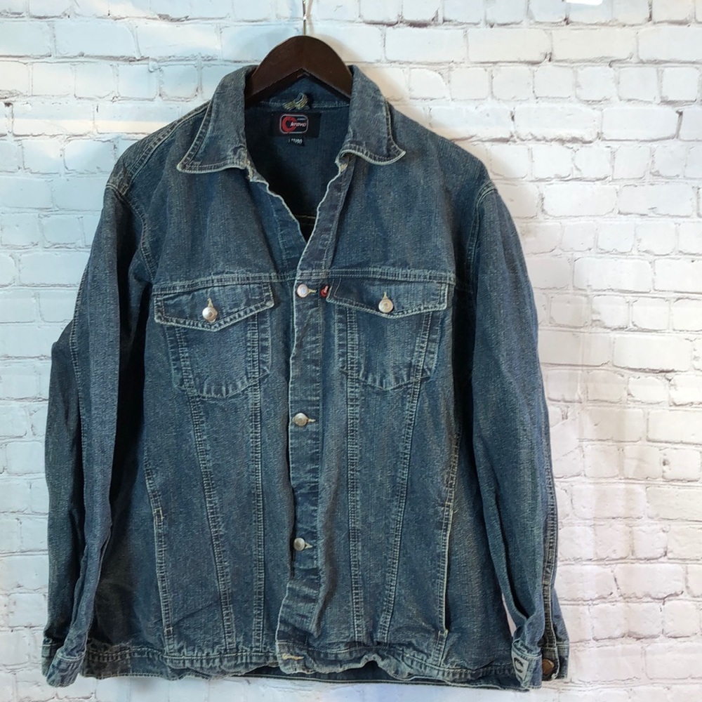 Cherry Krave Blue Jean Denim Jacket Buttons Up 100% Cotton Size 18/20